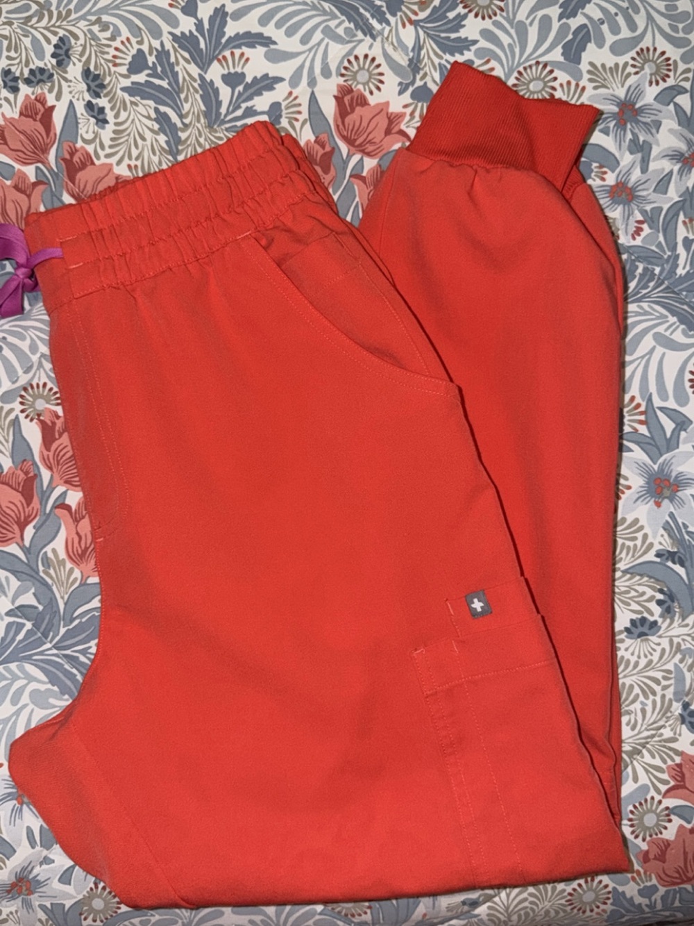 Figs Women's Red Jogger Sweatpants with Cargo Pocket